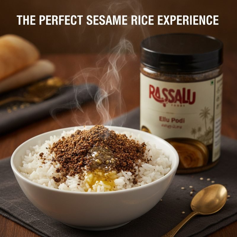 Ellu Podi stirred through a bowl of hot sesame rice